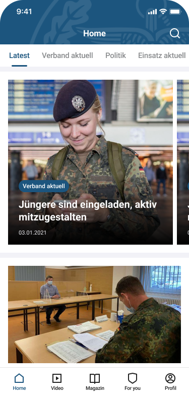 Deutscher Bundeswehr Verband App Screenshot Übersicht