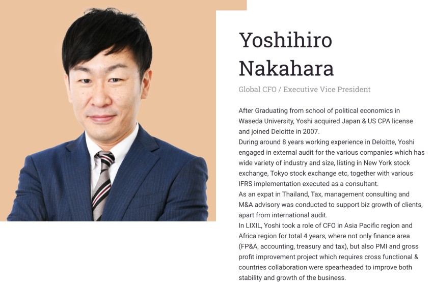 Yoshihiro Nakahara, CFO, career development brief